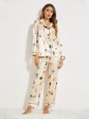 SatinDreams: Silk satin printed pajama set for luxurious women's home comfort.