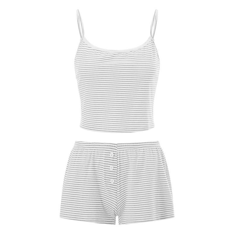 Casual Striped Loungwear Lace Trim V Neck Sleeveless Camis Crop Tops + Shorts Kawaii Pajamas 2 Piece Set Women Y2K Retro Outfits - Image 7